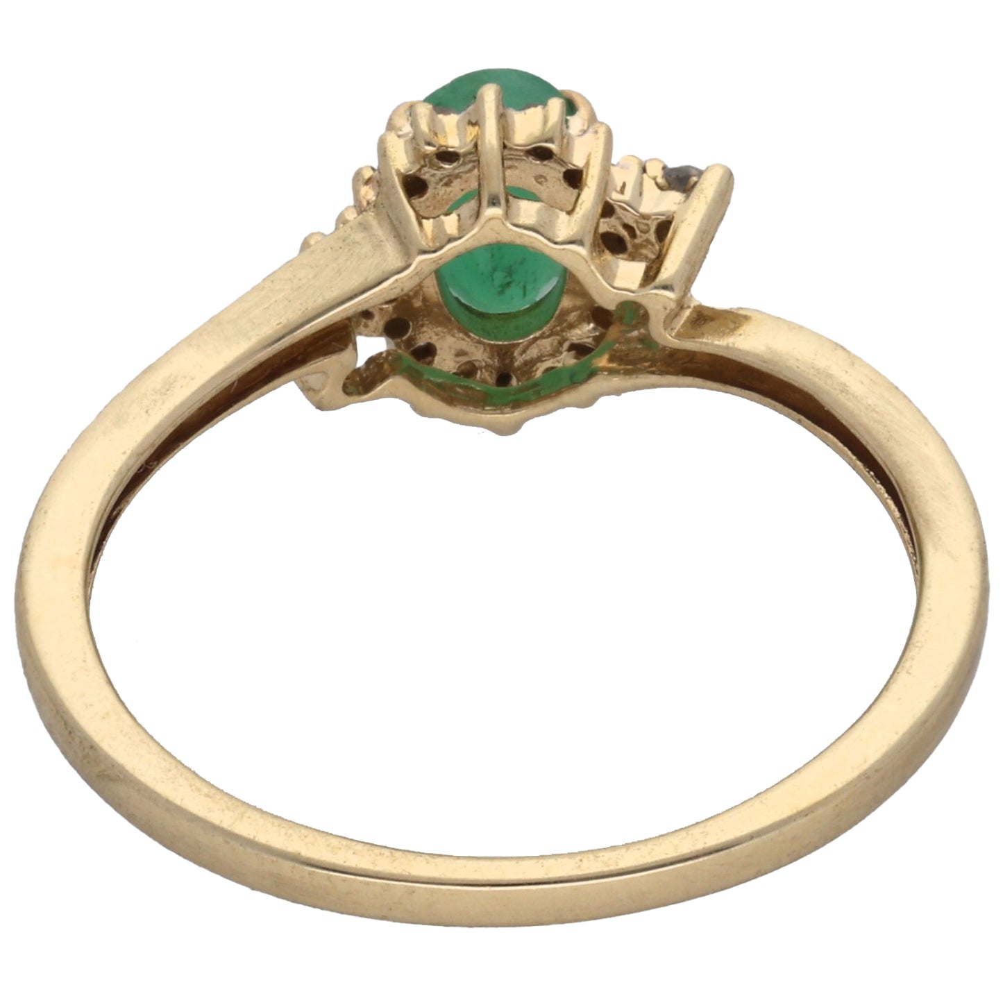 9ct Gold Emerald & 0.10ct Diamond Dress/Cocktail Ring Size O