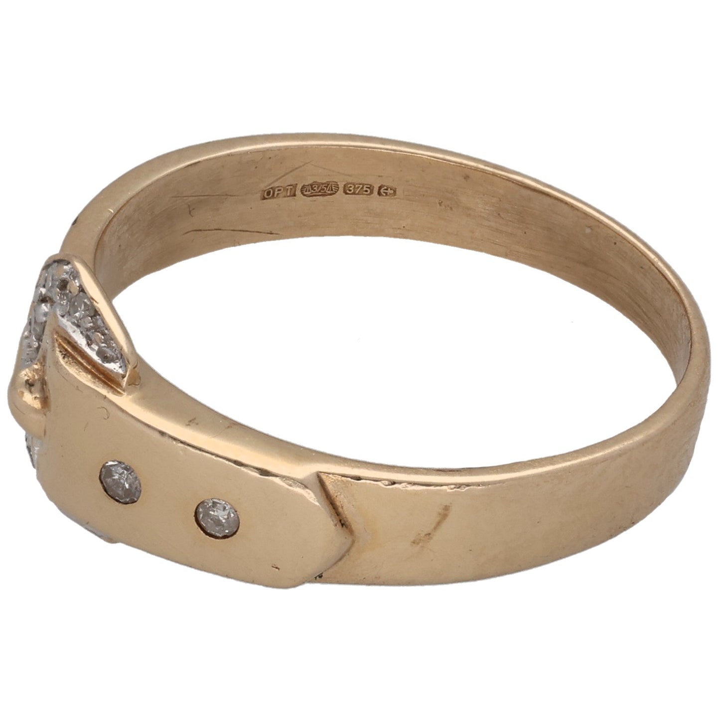 9ct Gold 0.64ct Diamond Buckle Ring Size M