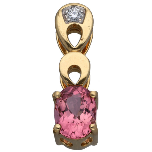 18ct Gold Tourmaline & 0.04ct Diamond Dress/Cocktail Pendant