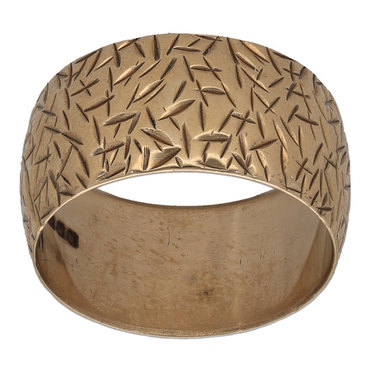 9ct Gold Patterned Wedding Ring Size L