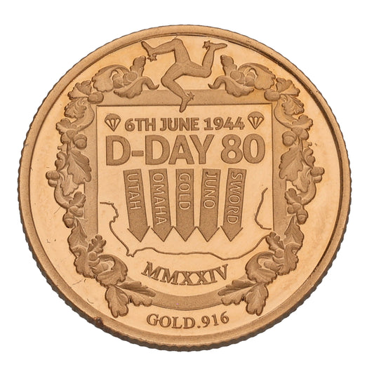 22ct Gold Isle Of Man D-Day 80th Anniversary Sovereign Coin 2024