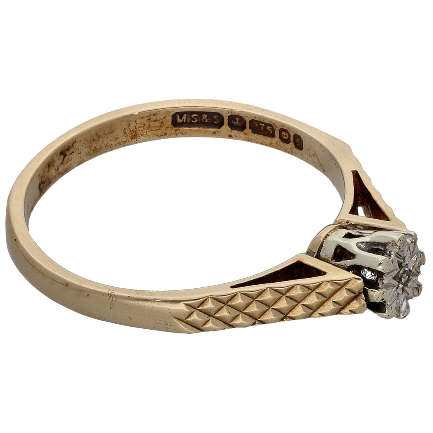 9ct Gold 0.01ct Diamond Solitaire Ring Size M
