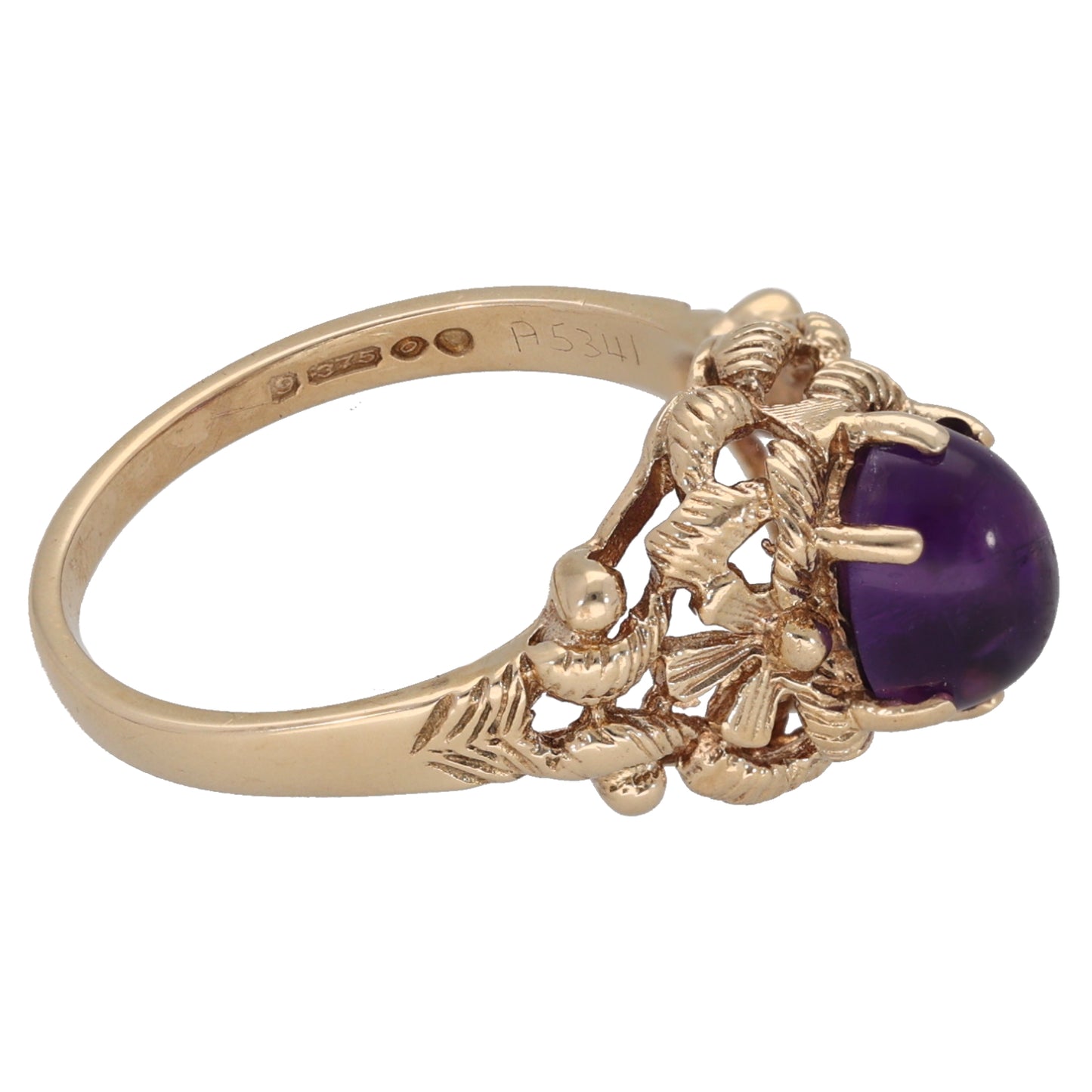 9ct Gold Amethyst Single Stone Ring Size N