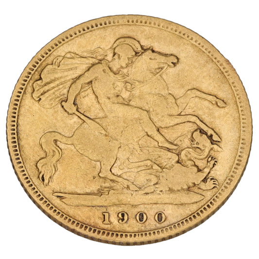 22ct Gold Queen Victoria Half Sovereign Coin 1900