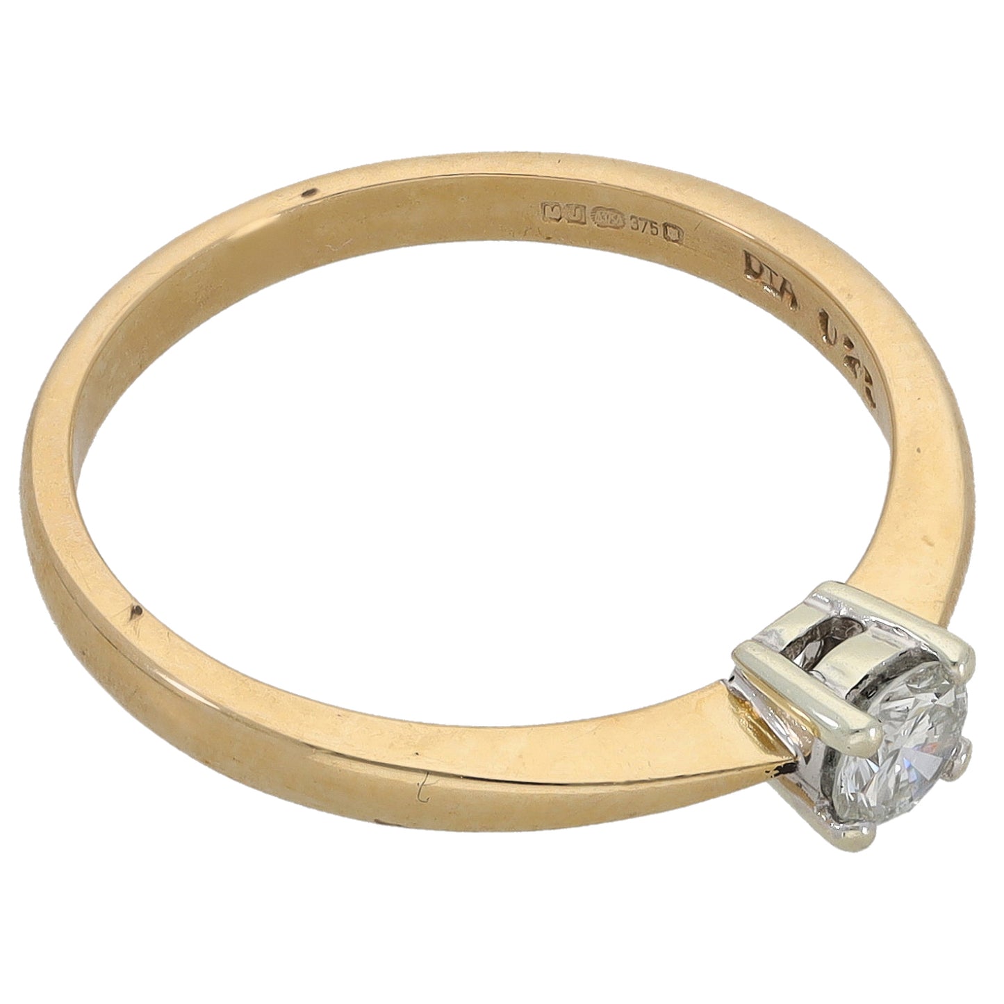 9ct Gold 0.25ct Diamond Solitaire Ring Size P