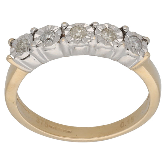 9ct Gold 0.15ct Diamond Half Eternity Ring Size L
