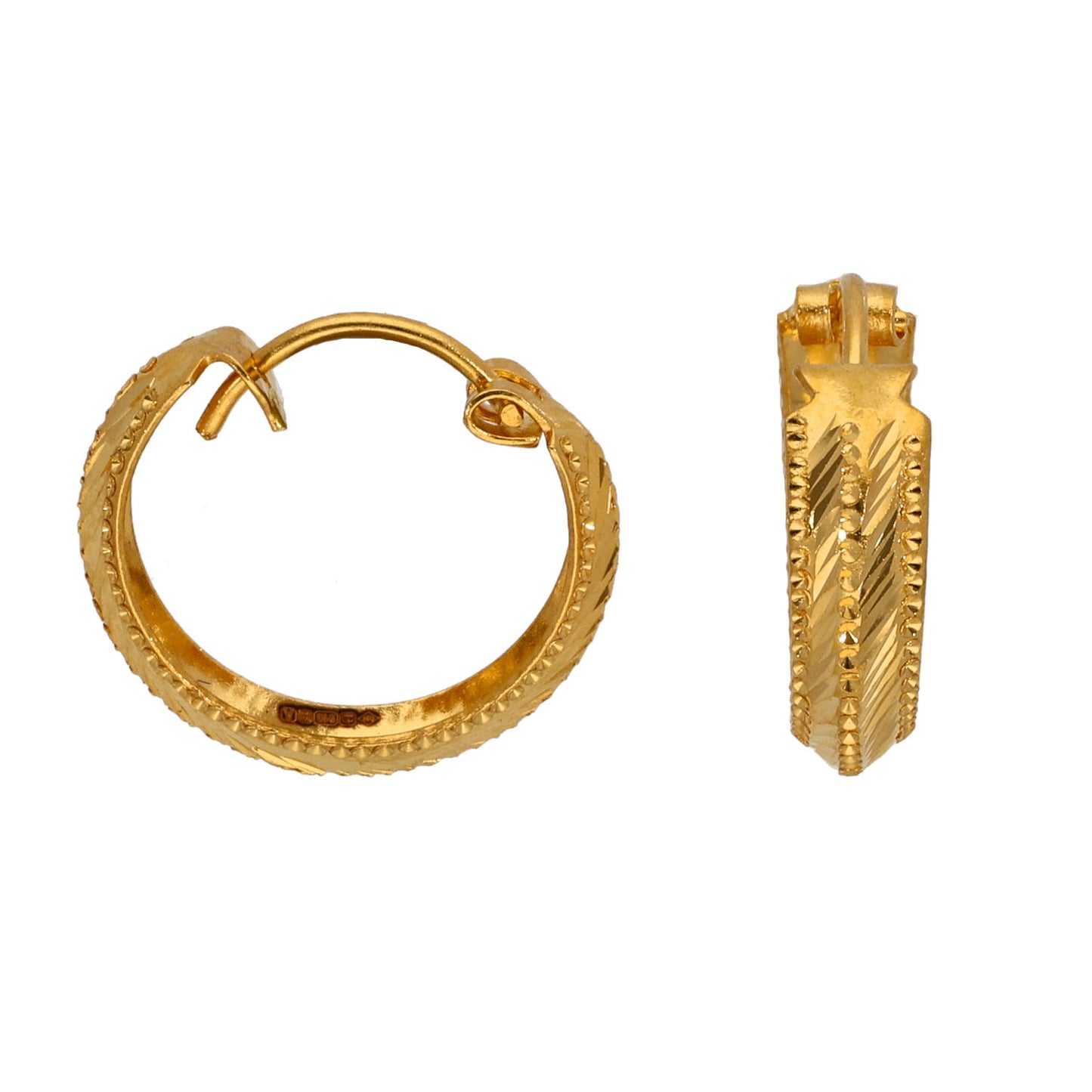 New 22ct Gold Fancy Hoop Earrings