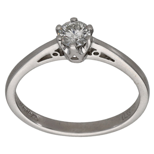 9ct White Gold 0.33ct Diamond Solitaire Ring Size P