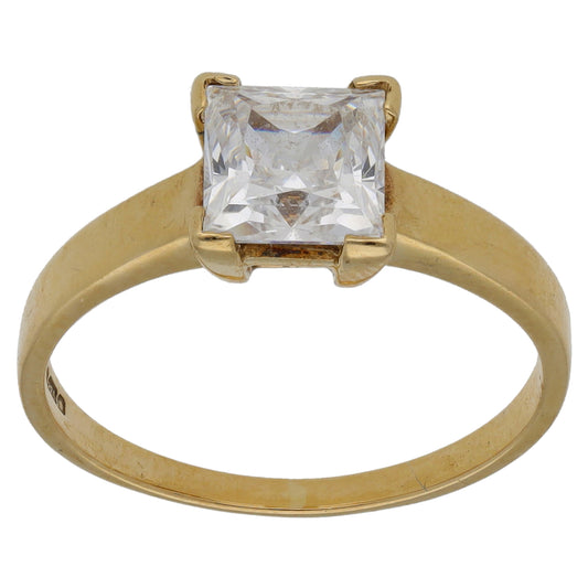 9ct Gold Cubic Zirconia Single Stone Ring Size M