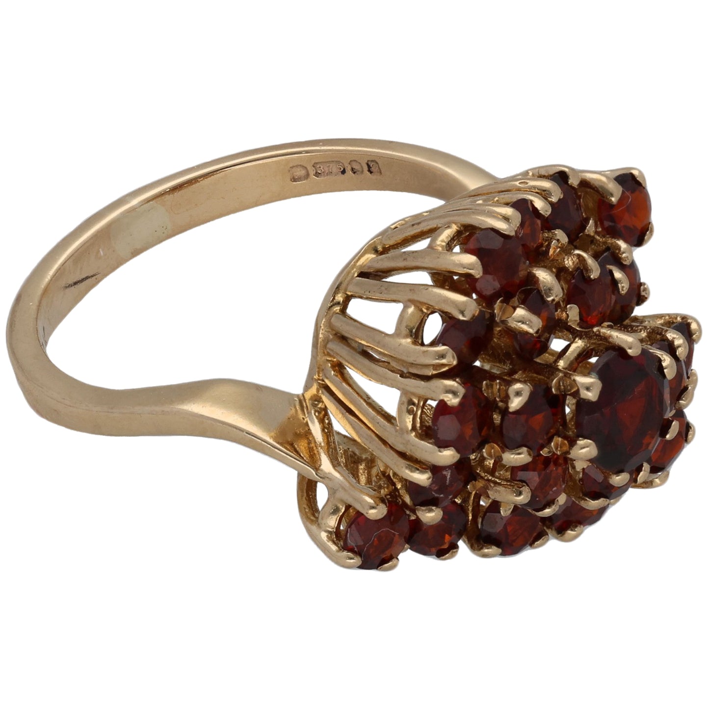 9ct Gold Garnet Dress/Cocktail Ring Size L