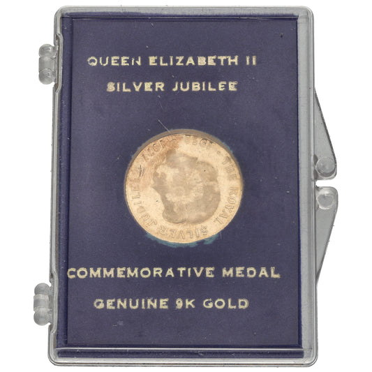 9ct Gold Queen Elizabeth II Silver Jubilee Commemorative Medal