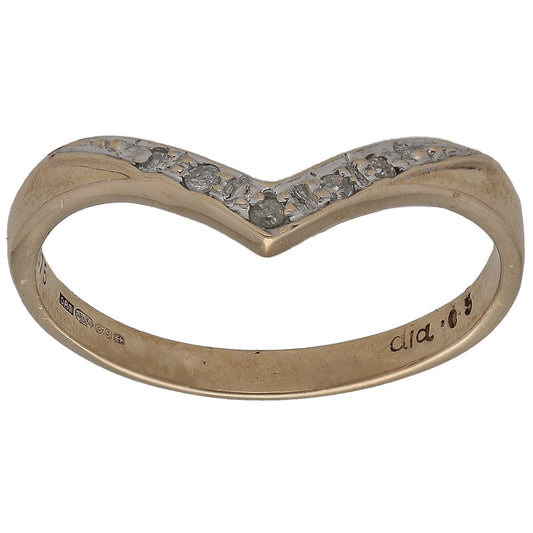9ct Gold 0.10ct Diamond Wishbone Ring Size N