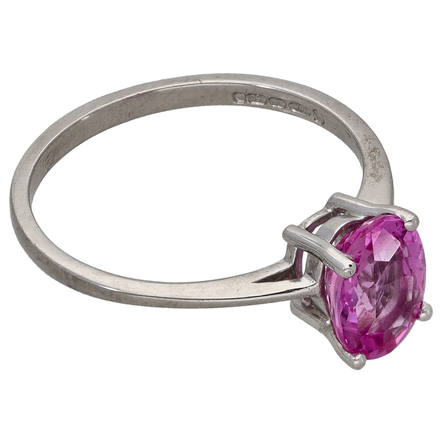 18ct White Gold Sapphire Single Stone Ring Size M