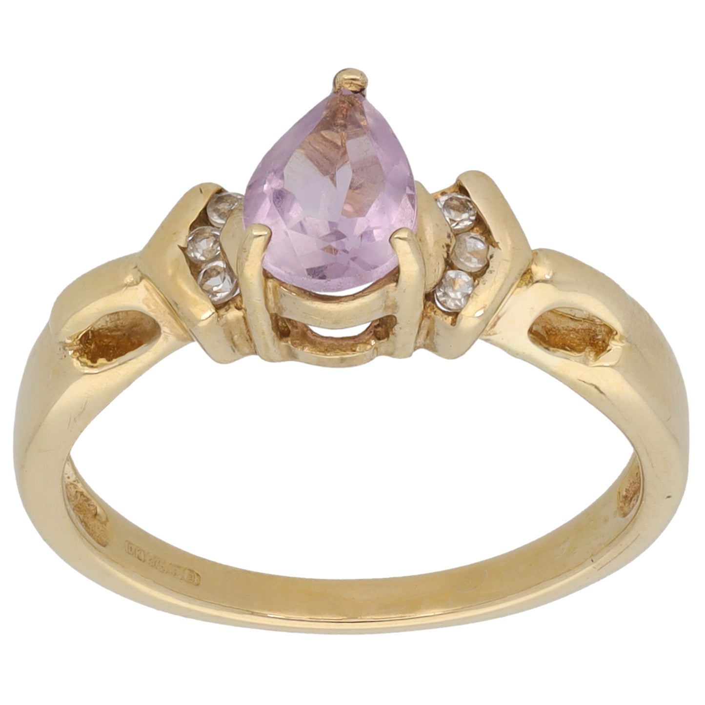 9ct Gold Amethyst & Imitation Dress/Cocktail Ring Size N