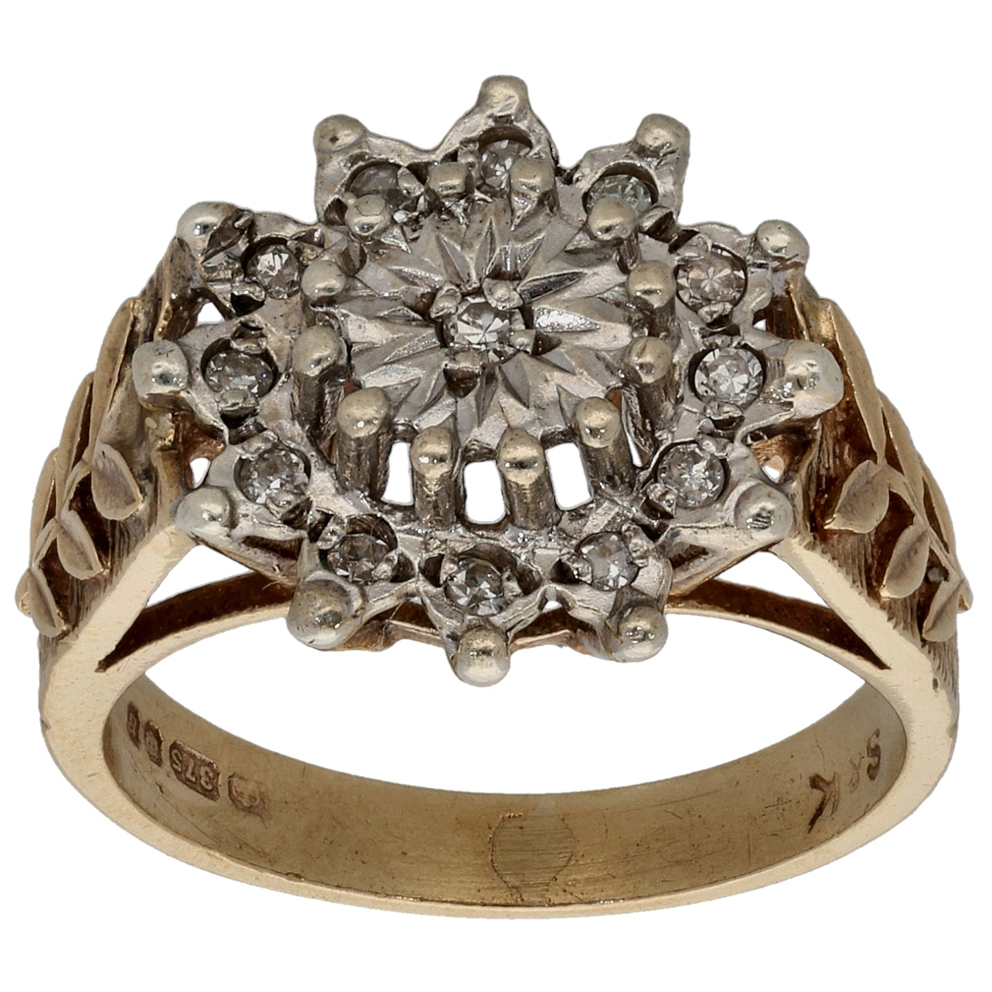 9ct Gold 0.13ct Diamond Cluster Ring Size K