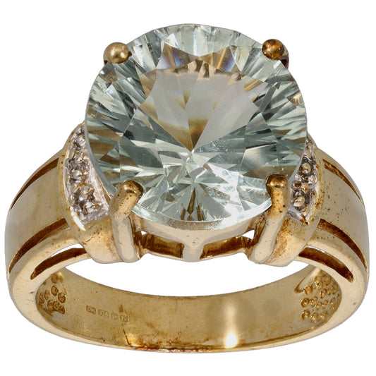 9ct Gold Quartz & Imitation Gems Dress/Cocktail Ring Size N