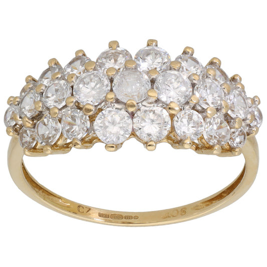 9ct Gold Cubic Zirconia Dress/Cocktail Ring Size P