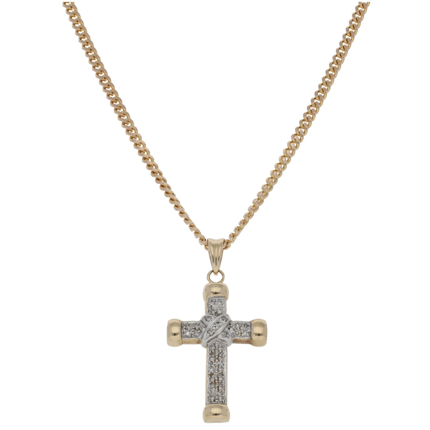 9ct Gold 0.25ct Diamond Cross Pendant With Chain