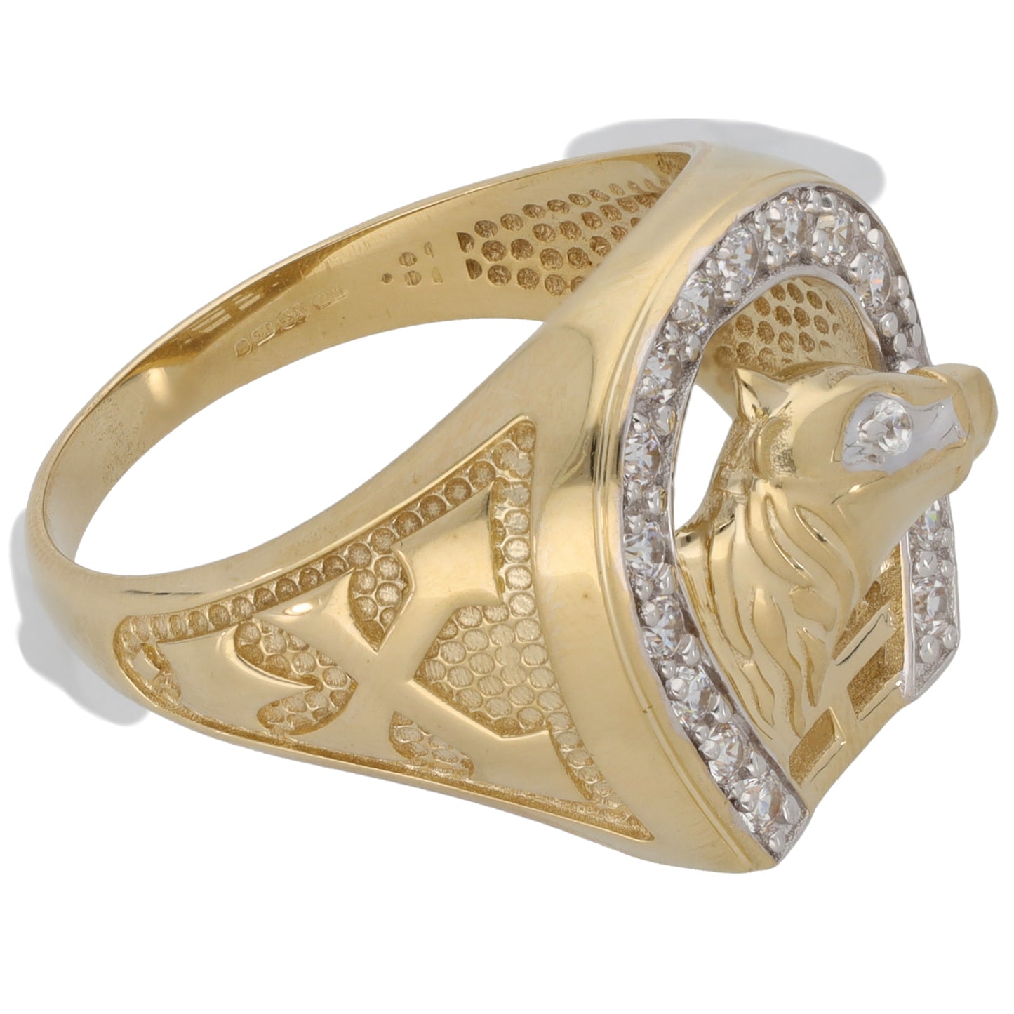 New 9ct Gold Cubic Zirconia Horseshoe Ring Size T-V