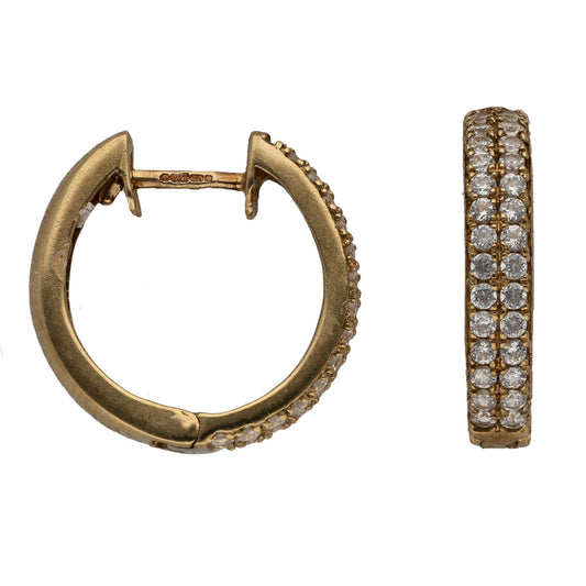 9ct Gold Cubic Zirconia Hoop Earrings