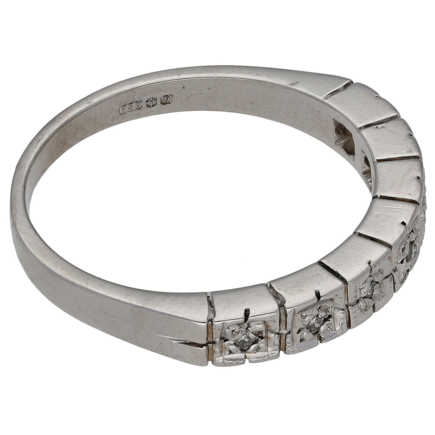 18ct White Gold 0.07ct Diamond Half Eternity Ring Size N