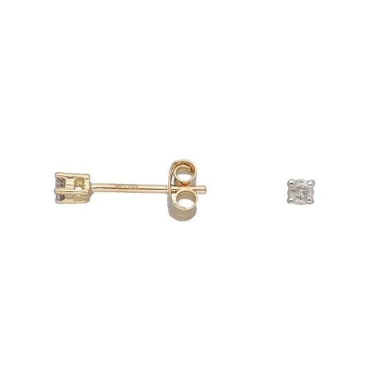New 9ct Gold 0.10ct Diamond Solitaire Stud Earrings