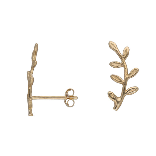 New 9ct Gold Leaf Climber Earrings