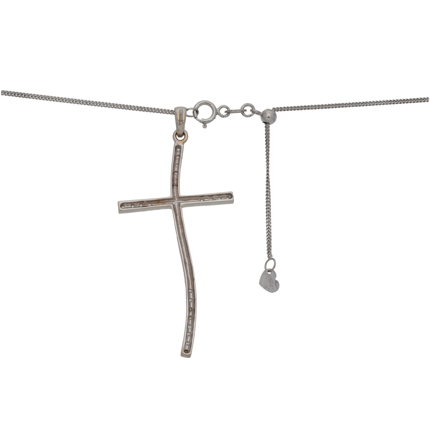 18ct White Gold Cubic Zirconia Cross Pendant With Chain