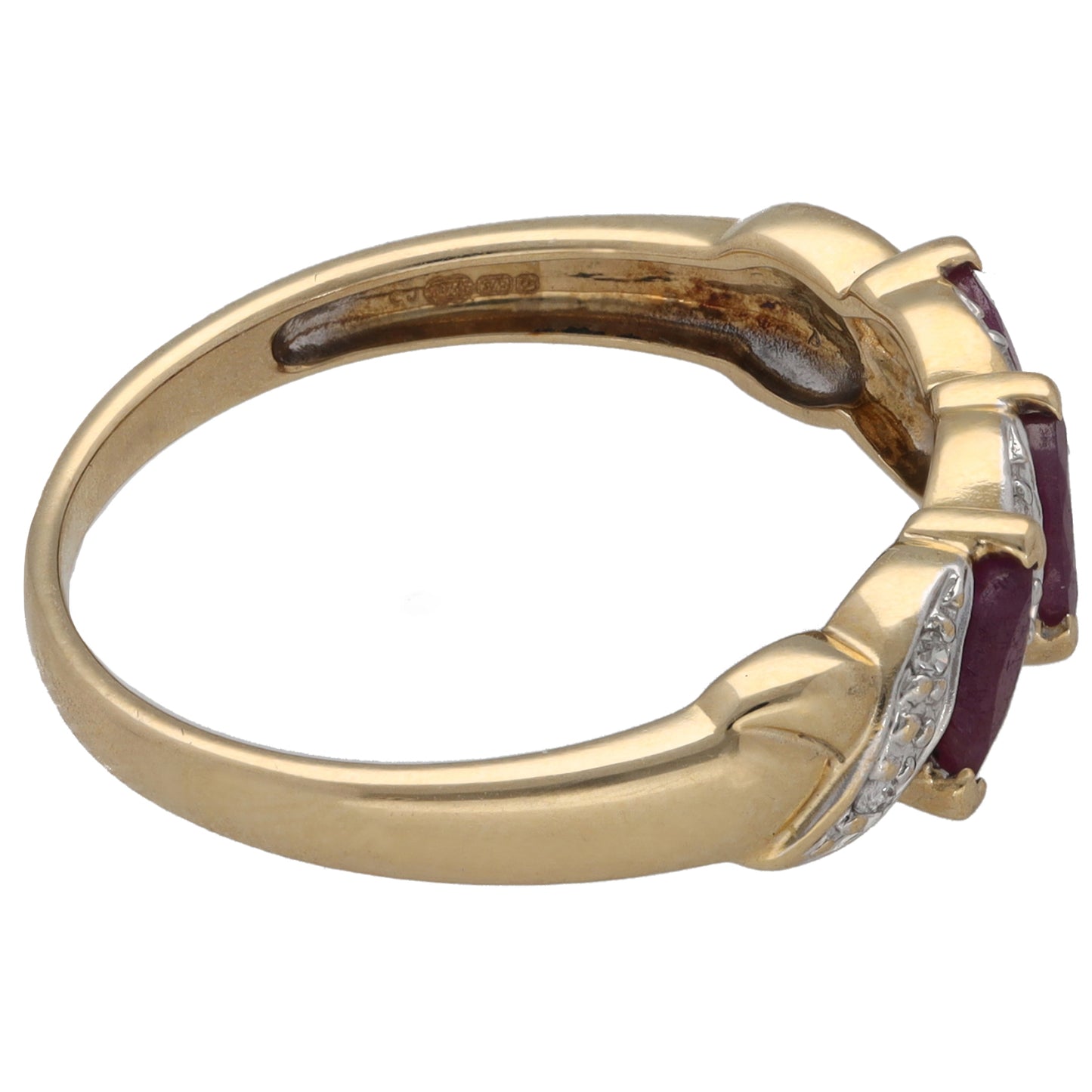 9ct Gold Ruby & 0.04ct Diamond Dress/Cocktail Ring Size R