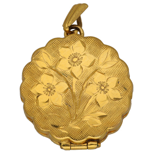 9ct Gold Patterned Locket Pendant