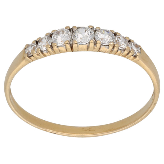 14ct Gold Cubic Zirconia Half Eternity Ring Size S