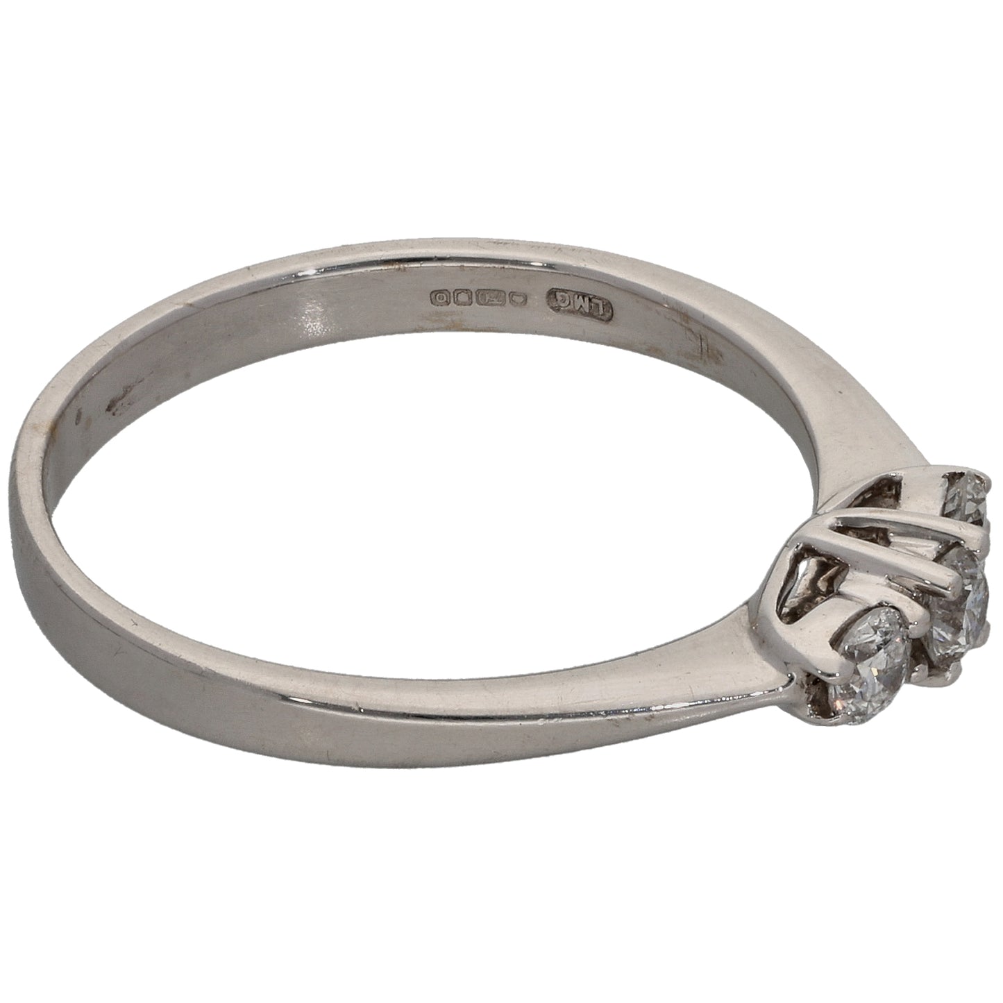18ct White Gold 0.30ct Diamond Trilogy Ring Size P