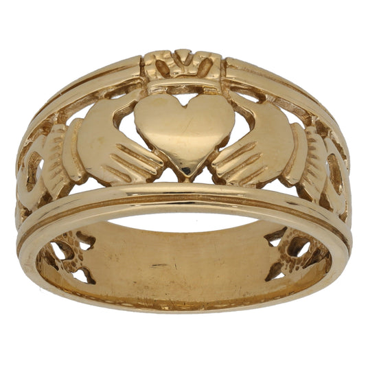 9ct Gold Claddagh Ring Size R