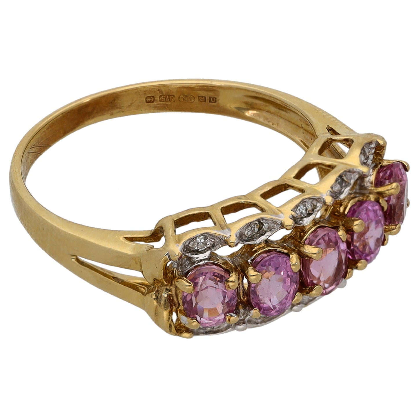 9ct Gold Sapphire & 0.05ct Diamond Dress/Cocktail Ring Size N