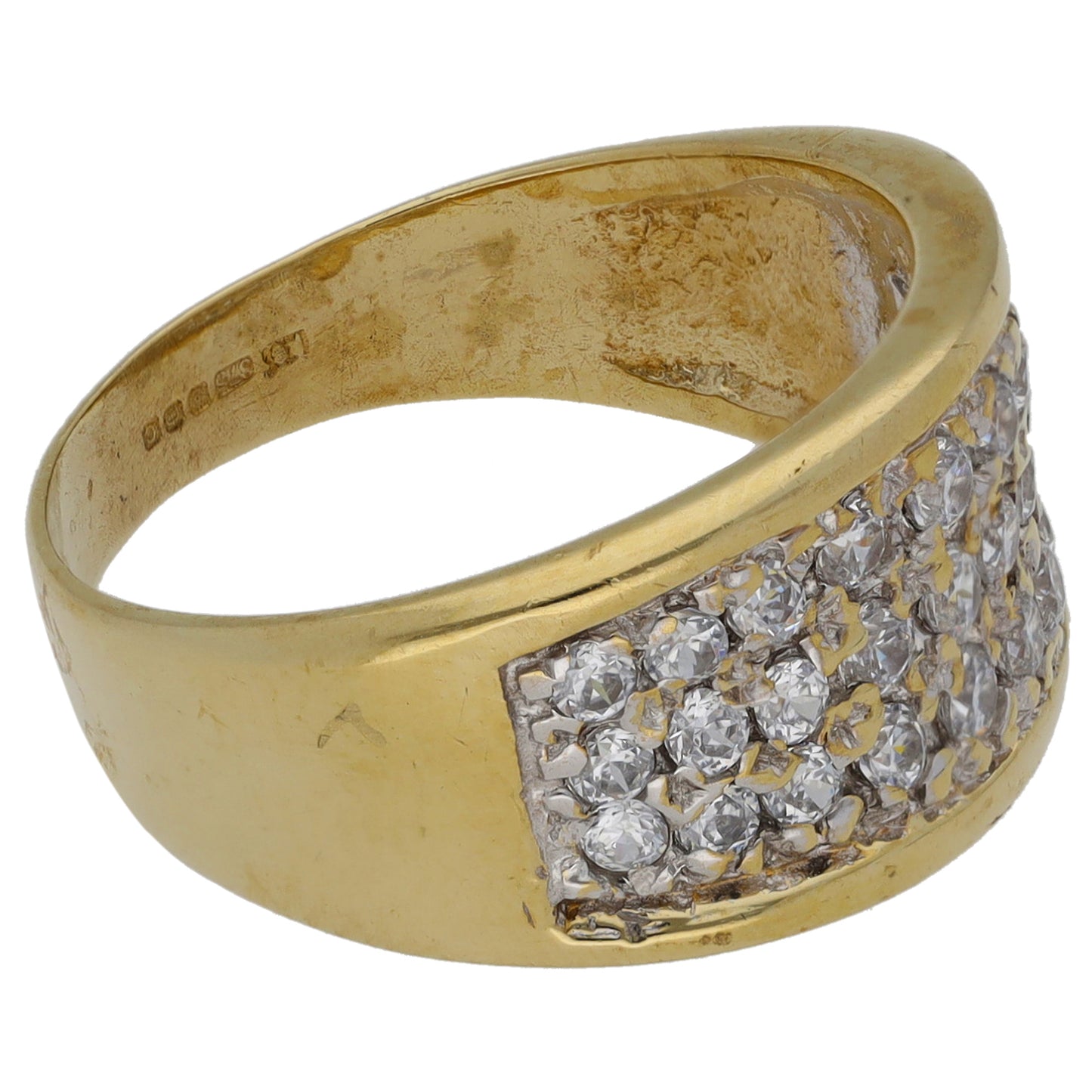 9ct Gold Cubic Zirconia Cluster Ring Size P