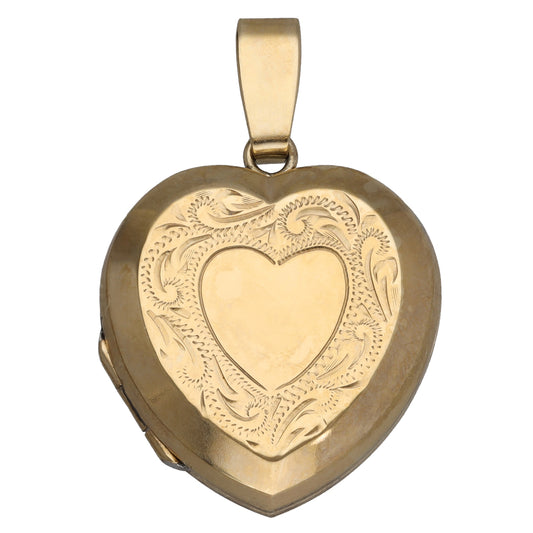 9ct Gold Patterned Locket Pendant