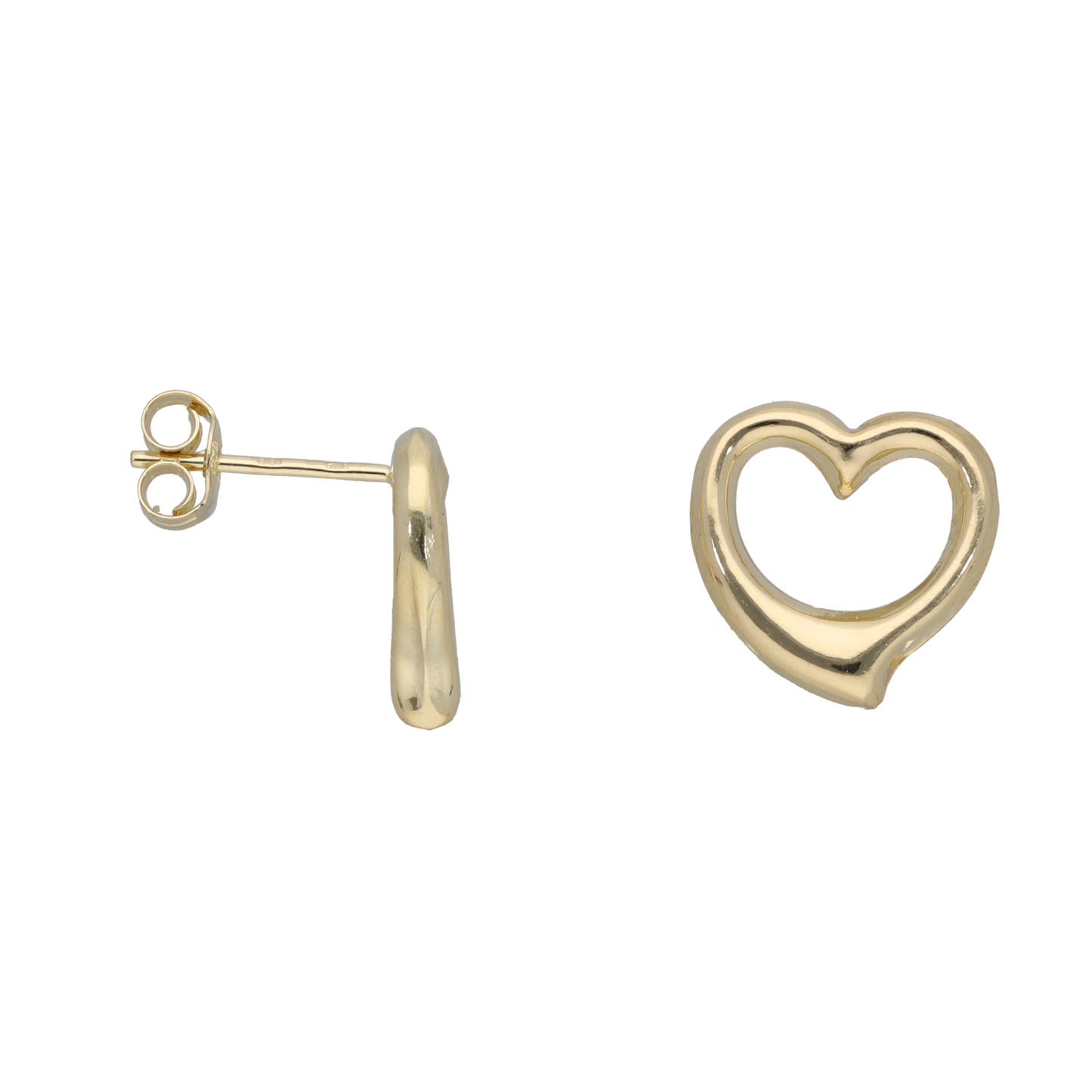 New 9ct Gold Heart Stud Earrings