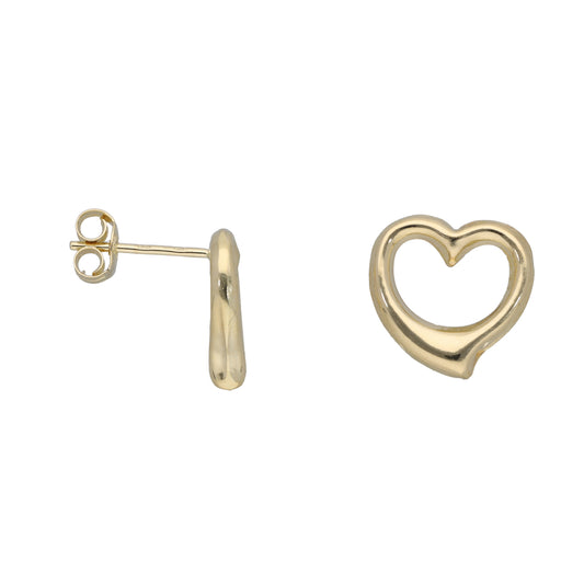New 9ct Gold Heart Stud Earrings
