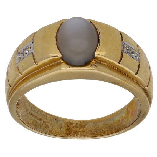 9ct Gold Moonstone & Topaz Dress/Cocktail Ring Size T