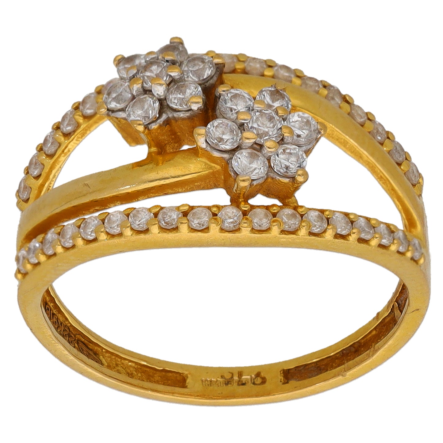 22ct Gold Imitation Gems Dress/Cocktail Ring Size N