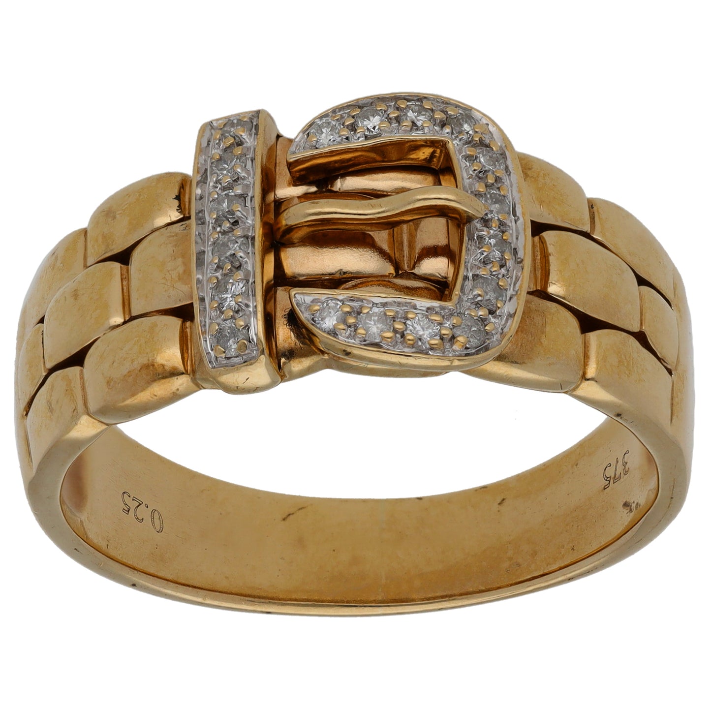 9ct Gold 0.24ct Diamond Buckle Ring Size Z+4