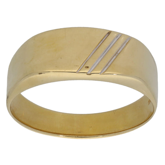 9ct Gold Patterned Signet Ring Size R