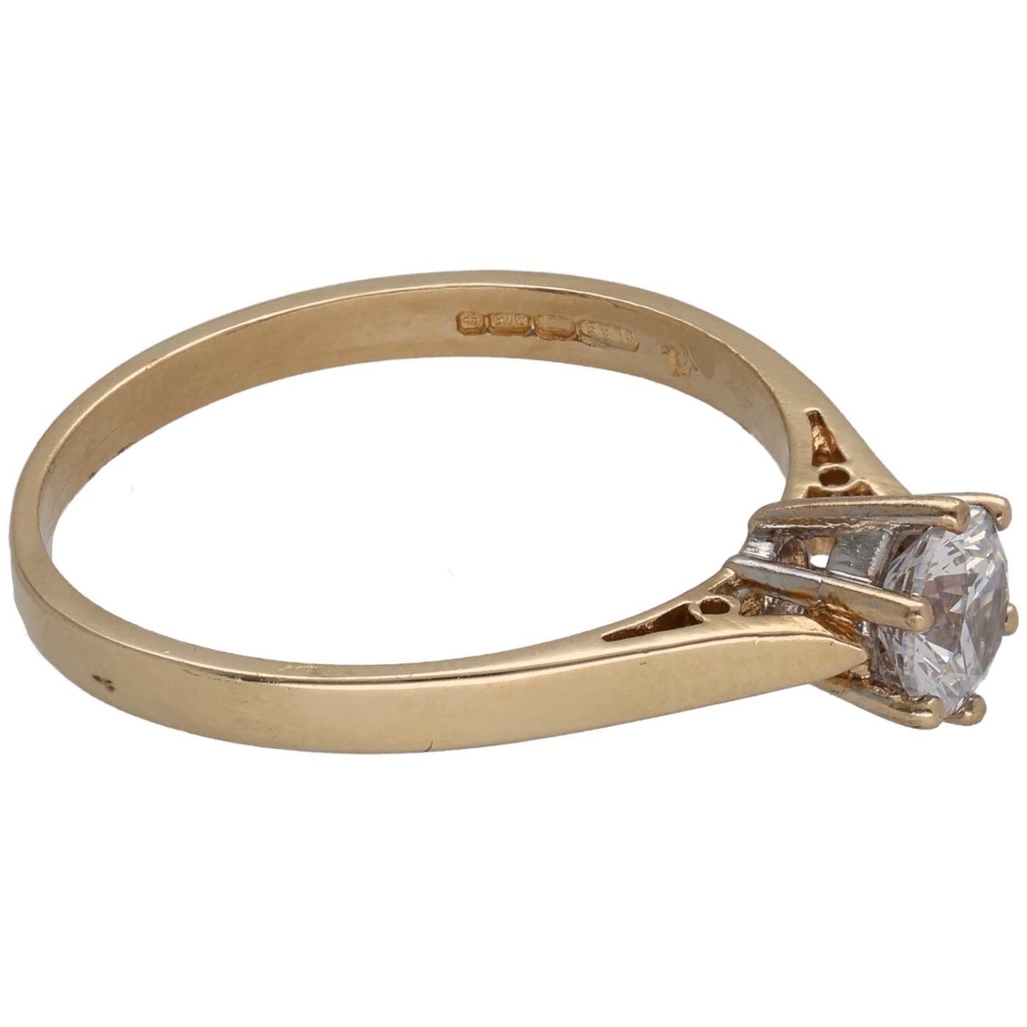 14ct Gold Cubic Zirconia Single Stone Ring Size Q