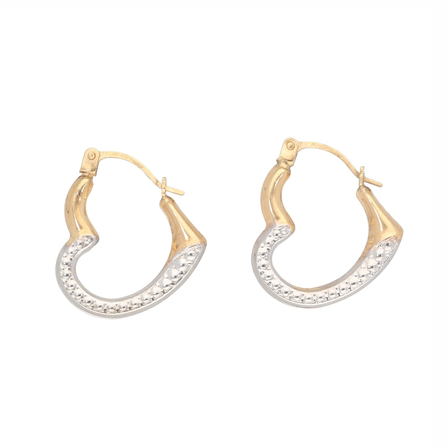 9ct Bi-Colour Gold Heart Creole Earrings