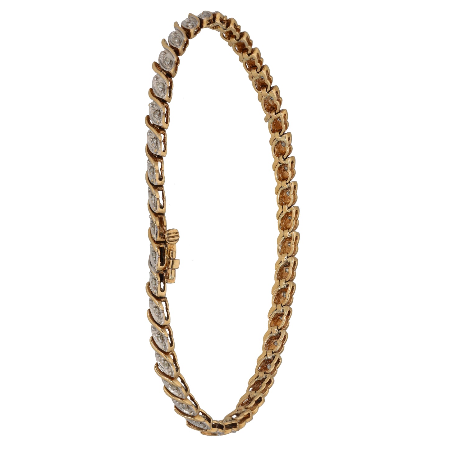 9ct Gold 0.20ct Diamond Fancy Stone Set Bracelet