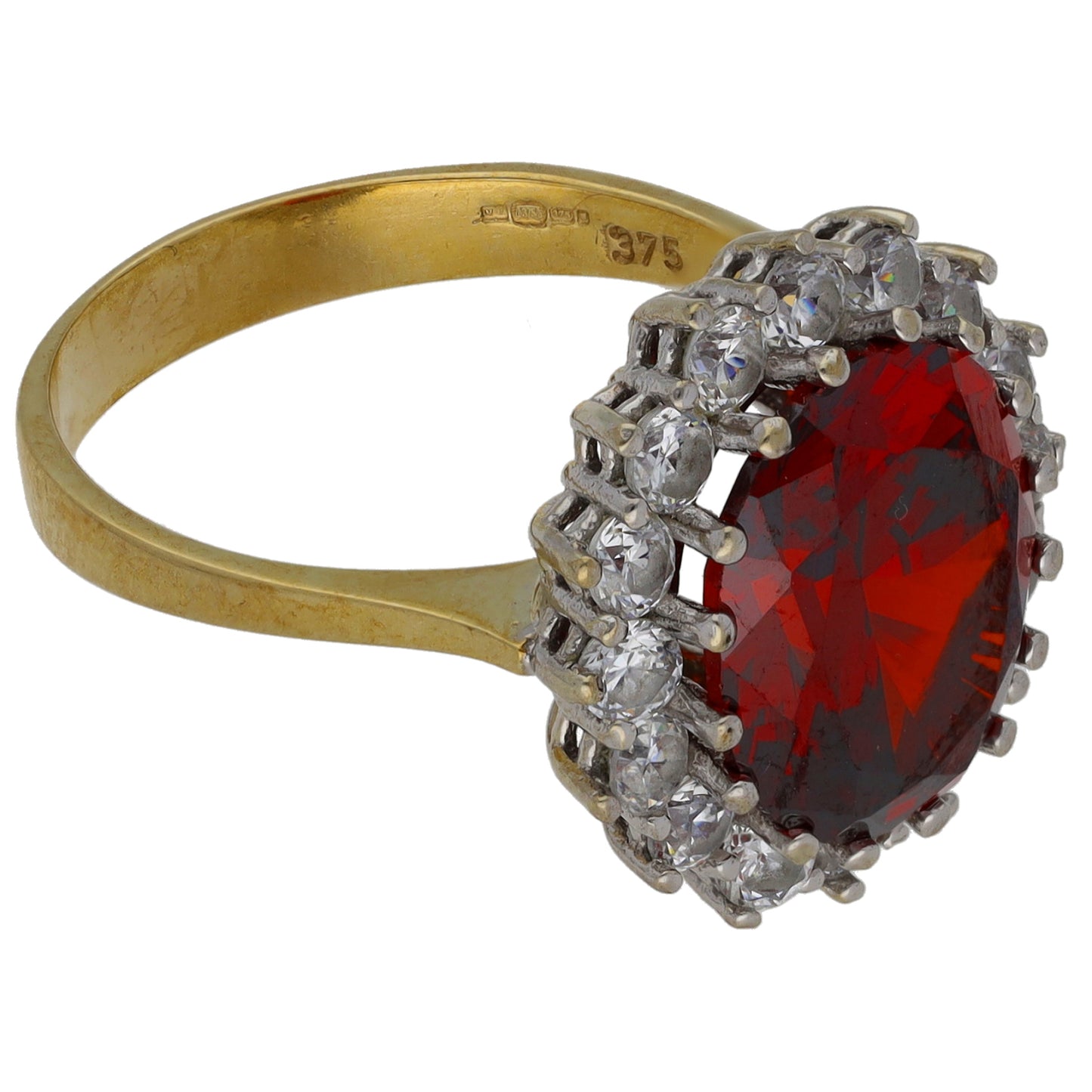 9ct Gold Imitation Gems Dress/Cocktail Ring Size O