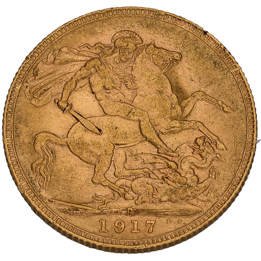 22ct Gold King George V Full Sovereign Coin 1917