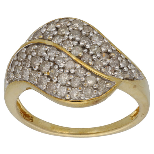 9ct Gold 1.00ct Diamond Dress/Cocktail Ring Size O