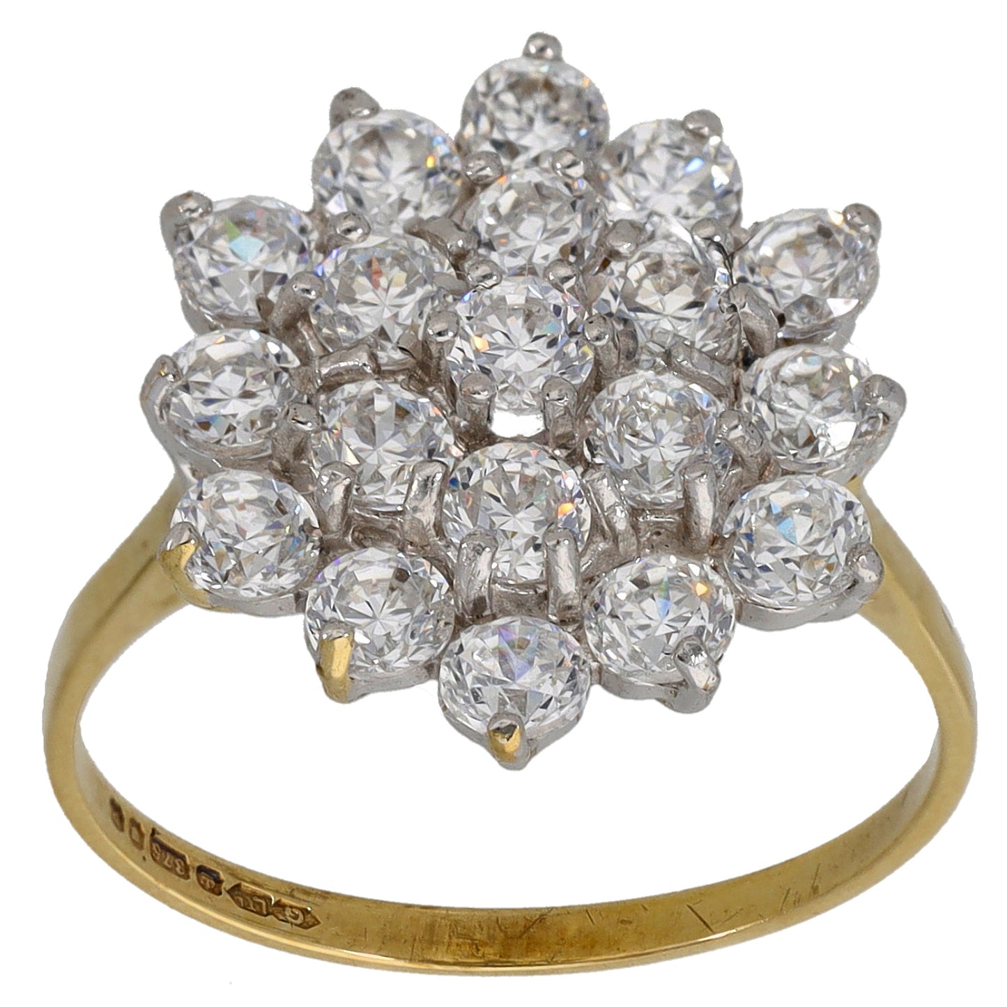 9ct Gold Cubic Zirconia Dress/Cocktail Ring Size O