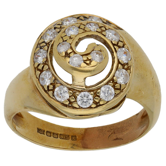 9ct Gold Cubic Zirconia Cluster Ring Size O